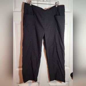 Lopez Delux Dri Stretchy Black Pull On Cropped Pants Pockets Size 20